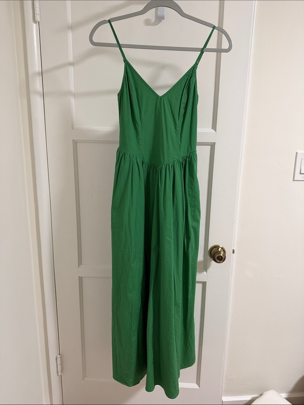 WAYF Green Drop Waist Maxi Dress with Pockets
